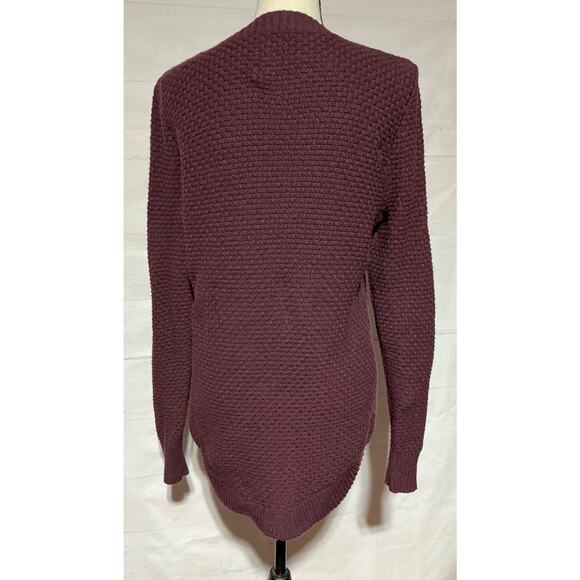 DULUTH TRADING CO sz S burgundy wool blend waffle texture v neck sweater - Picture 2 of 8
